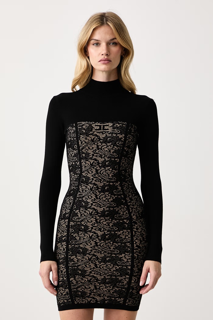 Elisabetta Franchi Sukienka bodycon z wiskozą czarny AM27Q66E2