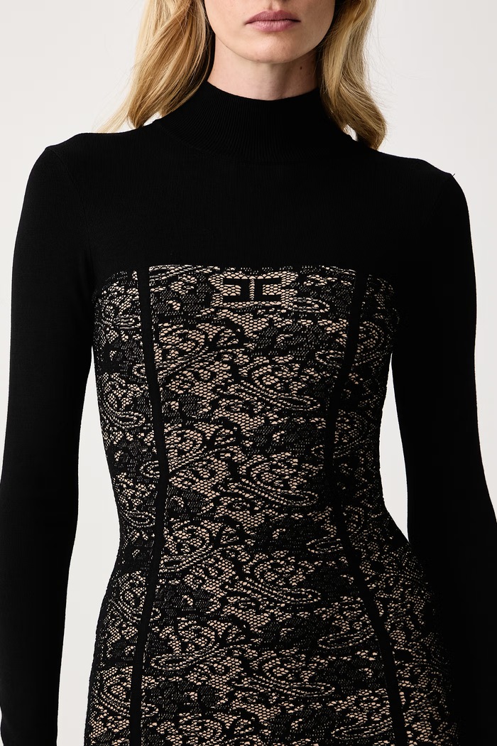 Sukienka bodycon z wiskozą Elisabetta Franchi AM27Q66E2 czarny