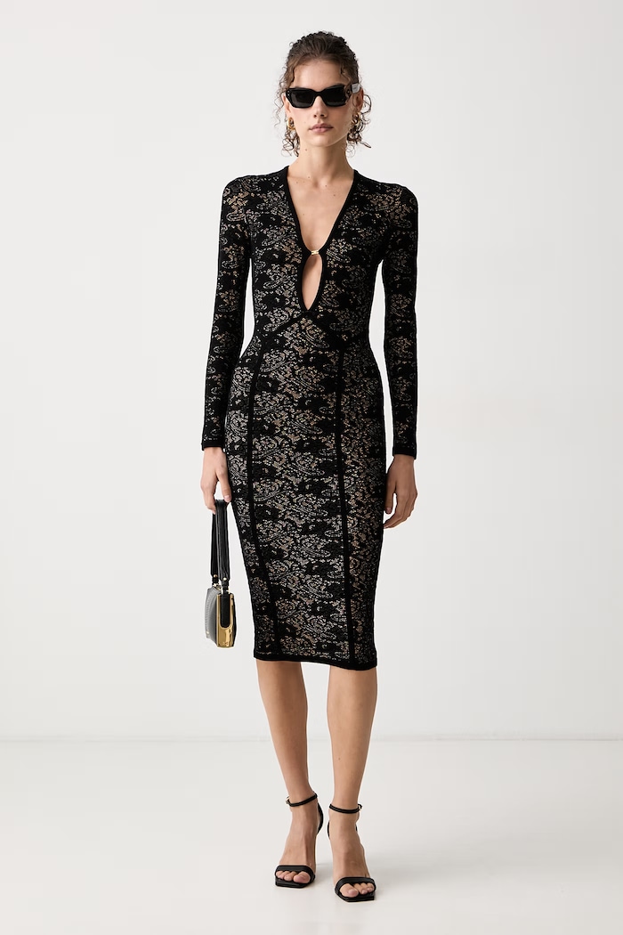 Elisabetta Franchi Sukienka z wiskozą AM26Q66E2 czarny AW26