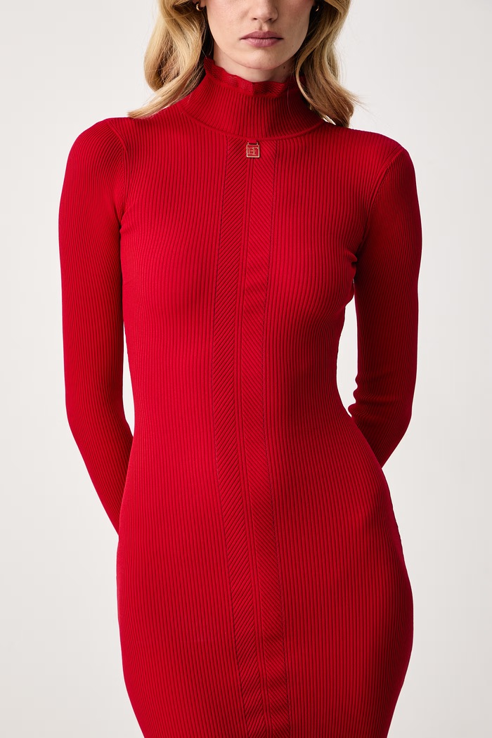 Sukienka bodycon z wiskozą Elisabetta Franchi AM21B66E2 czerwony