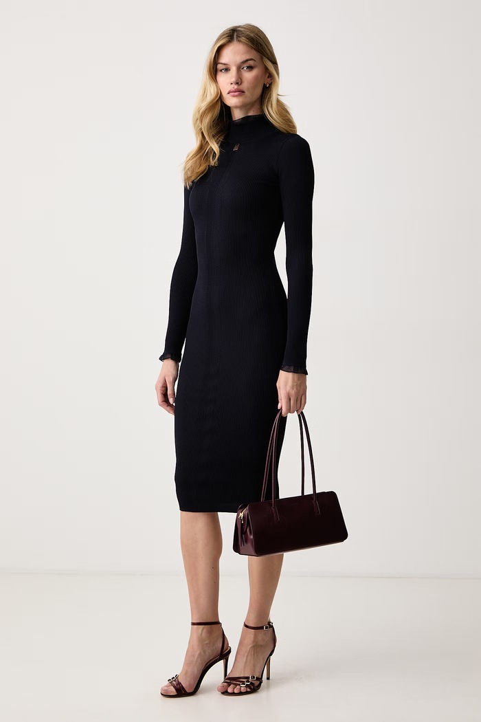 Elisabetta Franchi Sukienka bodycon z wiskozą AM21B66E2 granatowy AW26