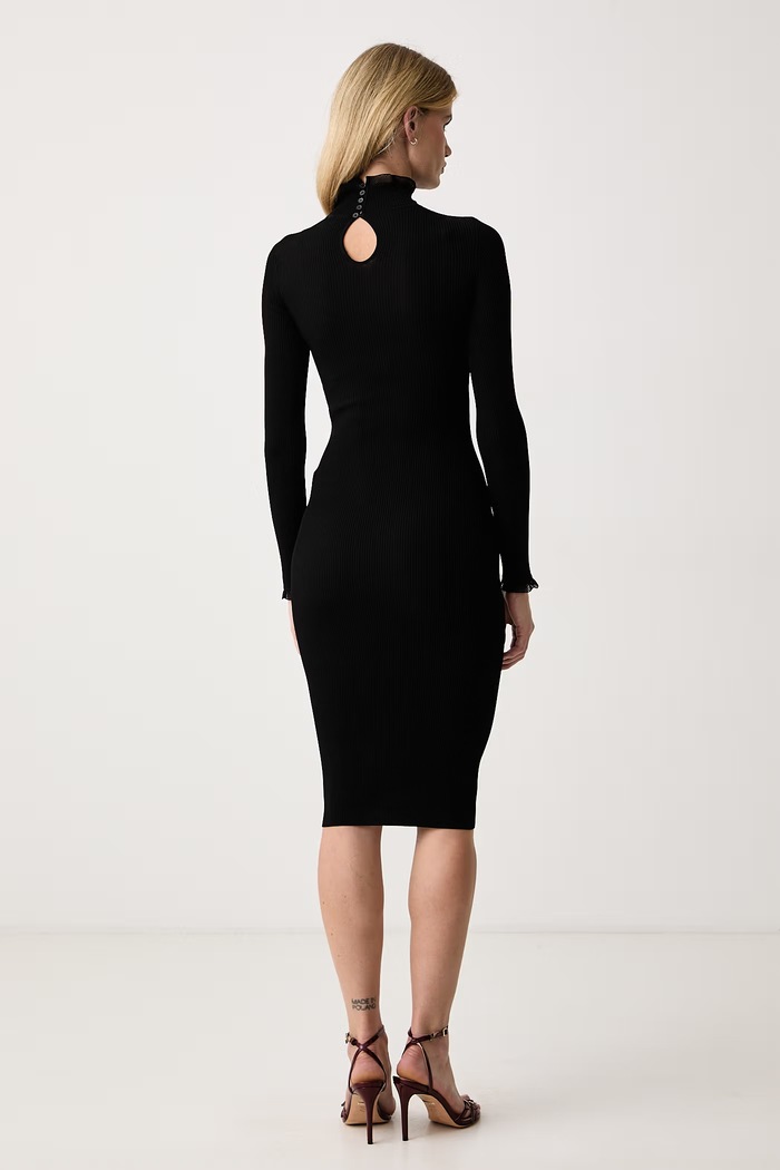 Elisabetta Franchi Sukienka bodycon z wiskozą AM21B66E2 czarny AW26