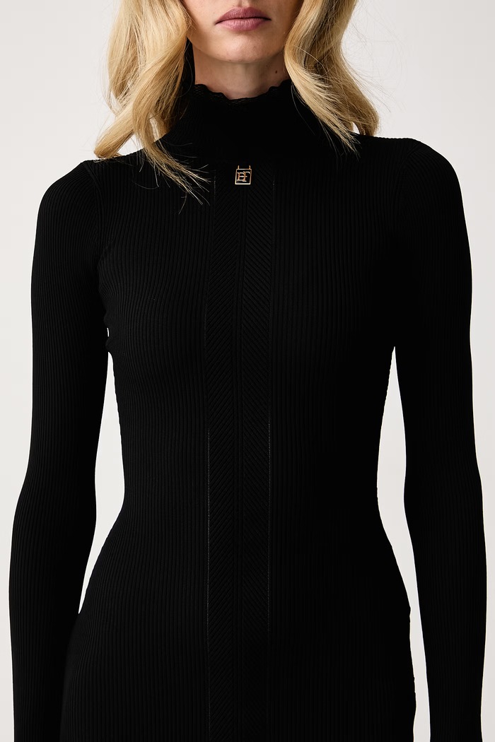 Sukienka bodycon z wiskozą Elisabetta Franchi AM21B66E2 czarny