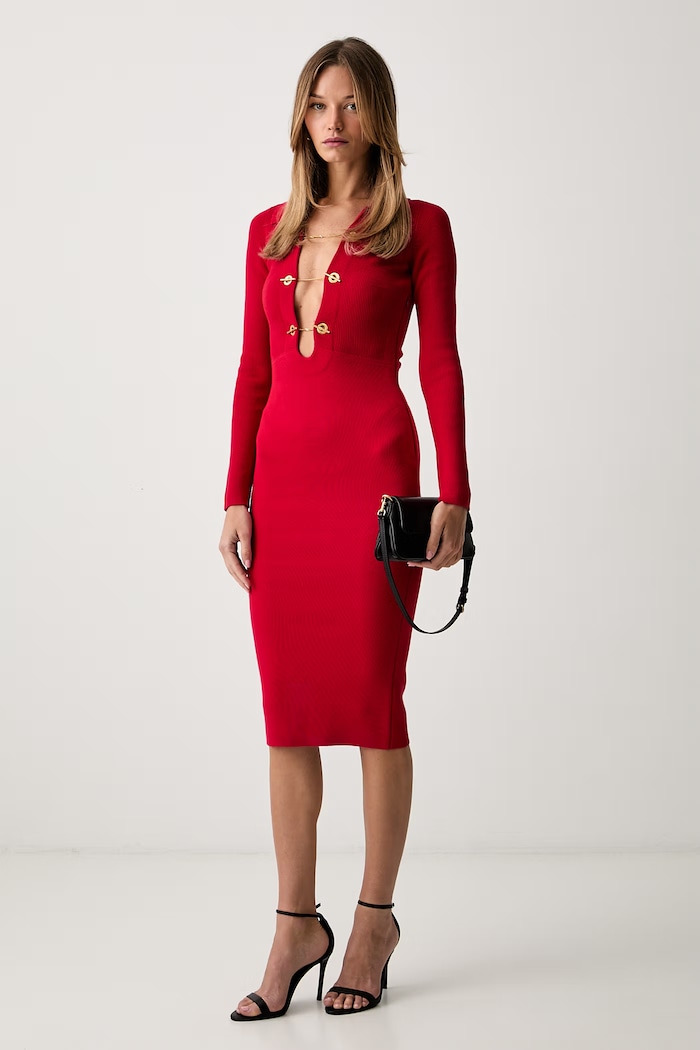 Elisabetta Franchi sukienka z wiskozą AM01S66E2 czerwony AW26