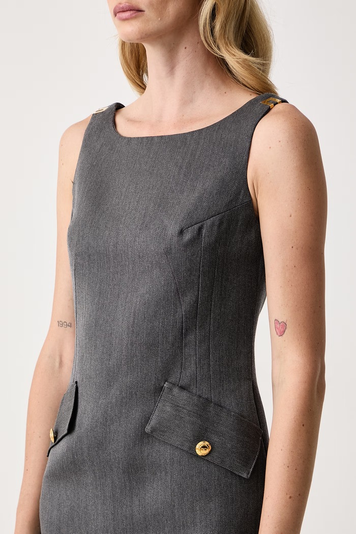 Sukienka z wełną Elisabetta Franchi AB99366E2 szary