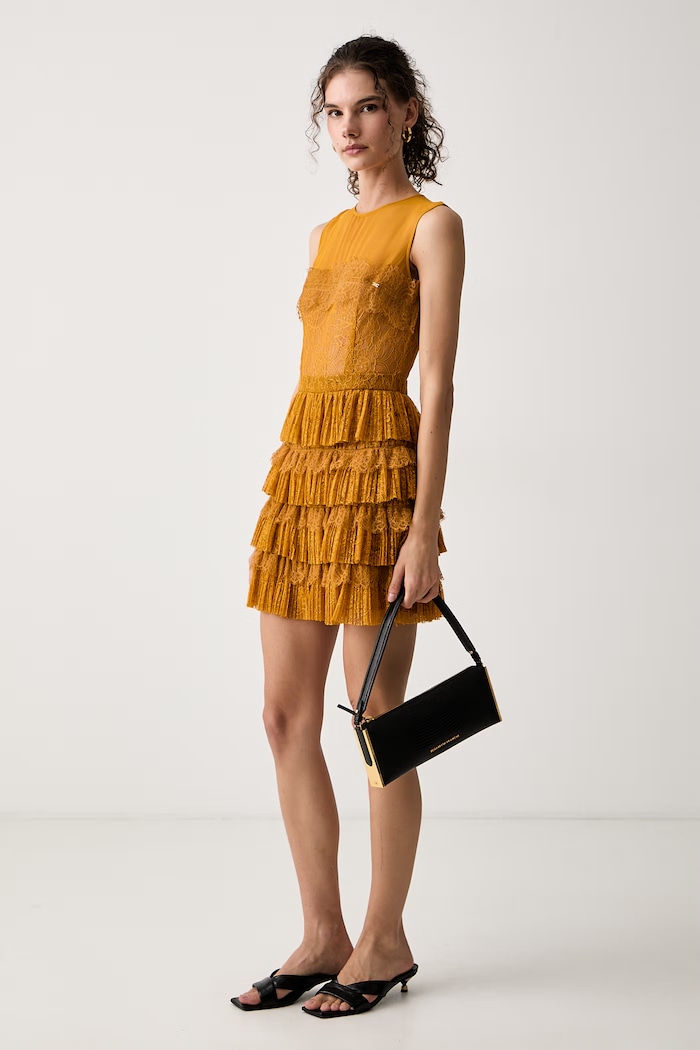 Elisabetta Franchi Sukienka z wiskozą AB98366E2 żółty AW26
