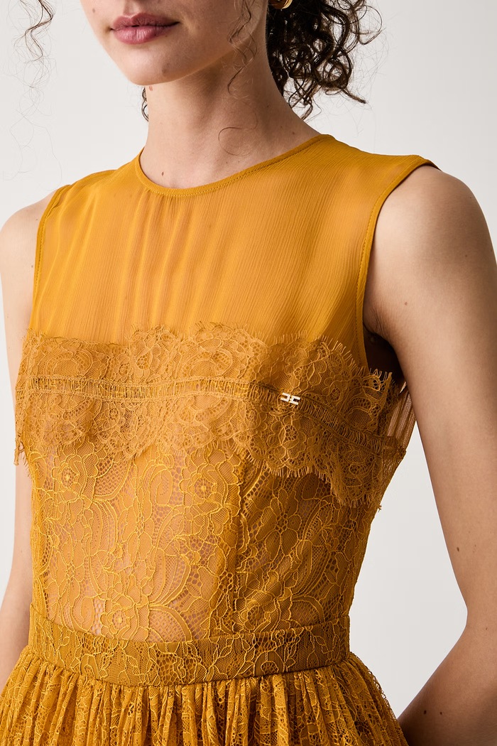 Sukienka z wiskozą Elisabetta Franchi AB98366E2 żółty