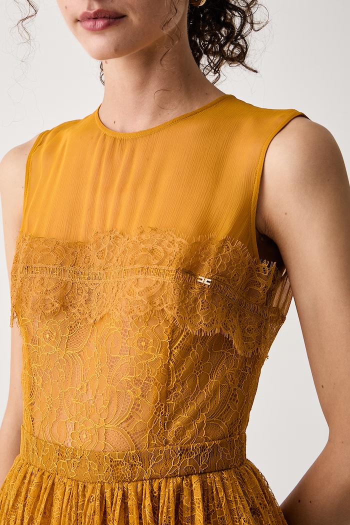Sukienka z wiskozą Elisabetta Franchi AB98366E2 żółty