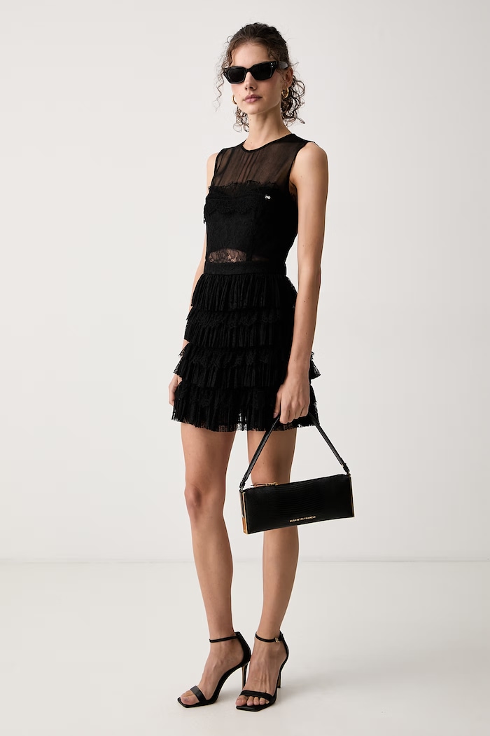 Elisabetta Franchi Sukienka z wiskozą AB98366E2 czarny AW26