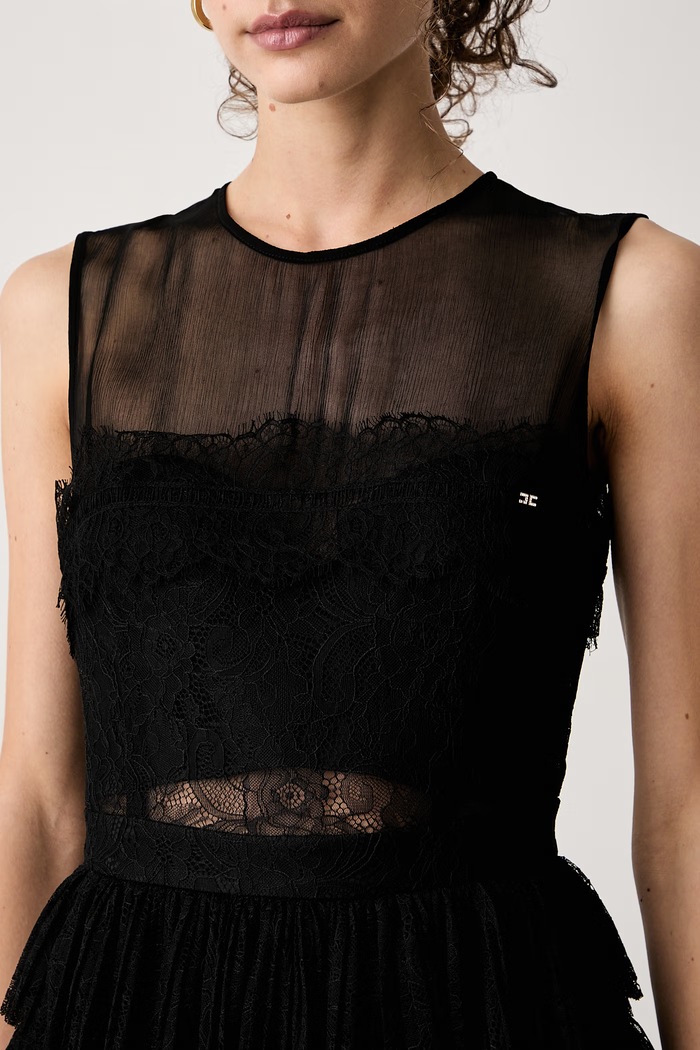 Sukienka z wiskozą Elisabetta Franchi AB98366E2 czarny