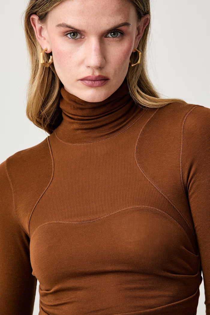 Elisabetta Franchi sukienka z dodatkiem wełny brązowy AB02B66E2