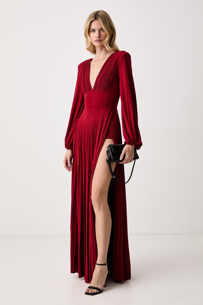 Elisabetta Franchi Sukienka z wiskozą ABR1566E2 czerwony AW26