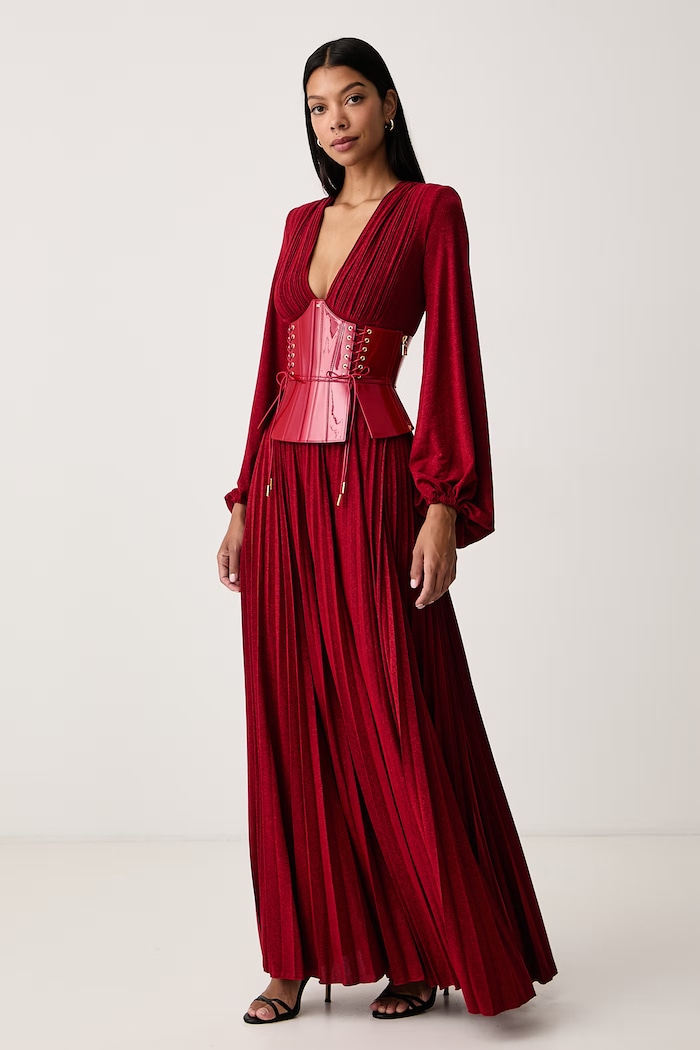 Elisabetta Franchi Sukienka z wiskozą ABR1566E2 czerwony AW26