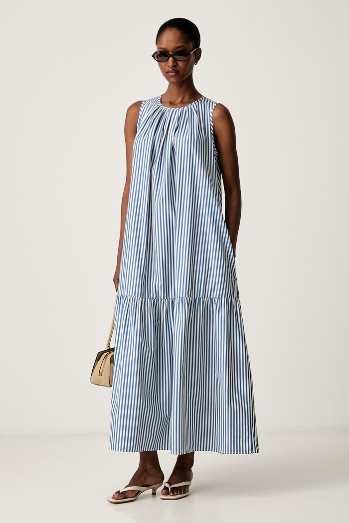 Weekend Max Mara sukienka letnia bawełniana WKDCAPO 2625226031600 niebieski AW26