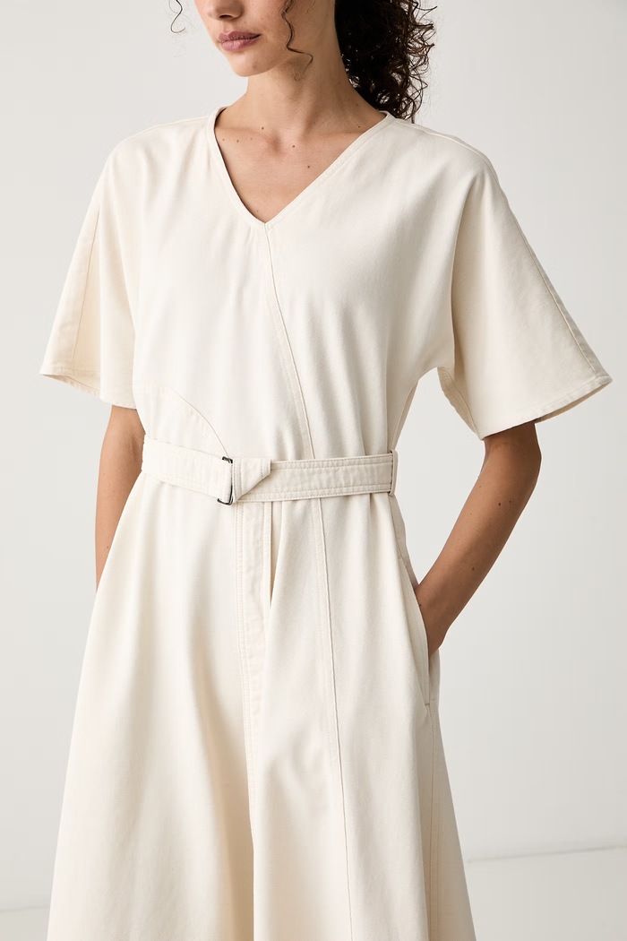 Sukienka bawełniana WKDCALADIO Weekend Max Mara 2625226011600 beżowy
