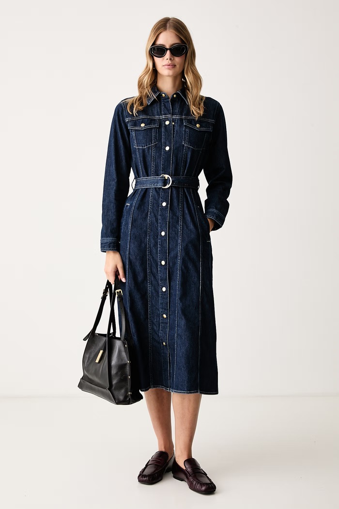 Gant Sukienka jeansowa 4503542 granatowy AW26