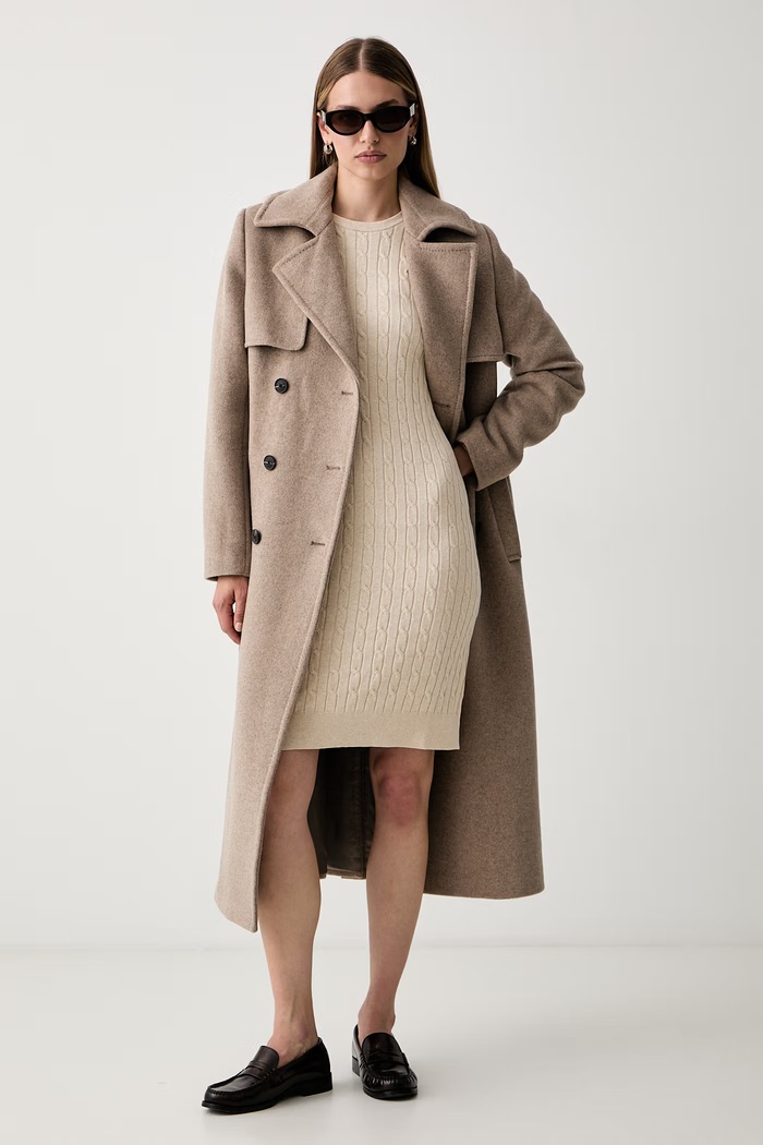 Gant svetrové šaty s bavlnou 4502093 béžová AW26