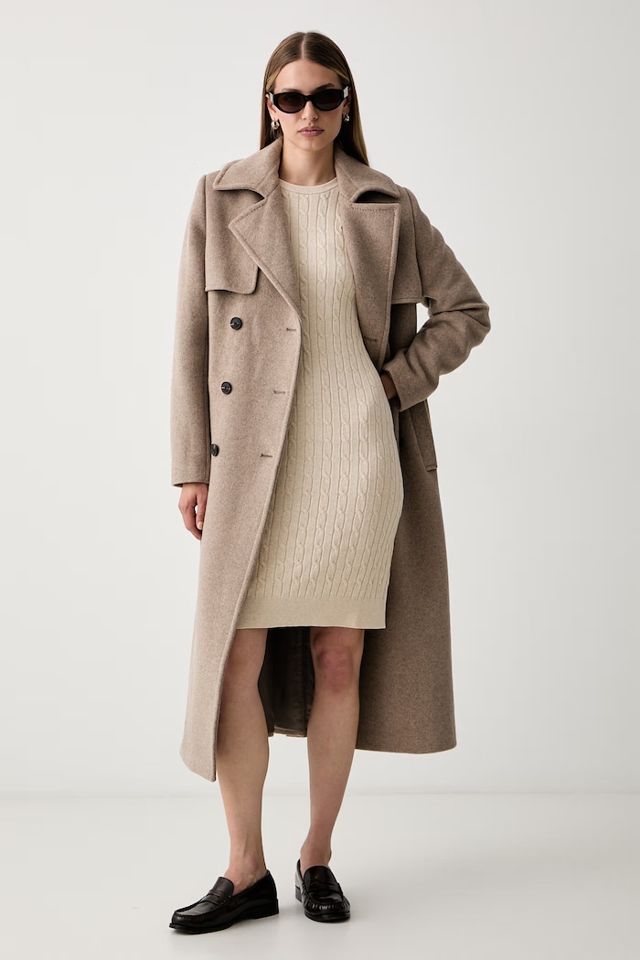 Gant svetrové šaty s bavlnou 4502093 béžová AW26
