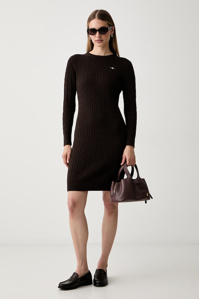 Gant svetrové šaty s bavlnou 4502093 hnědá AW26