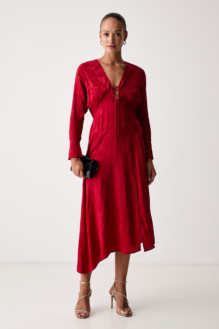 Zadig&Voltaire Asymetrické šaty hodvábne ROUNA WWDR02638 červená AW26