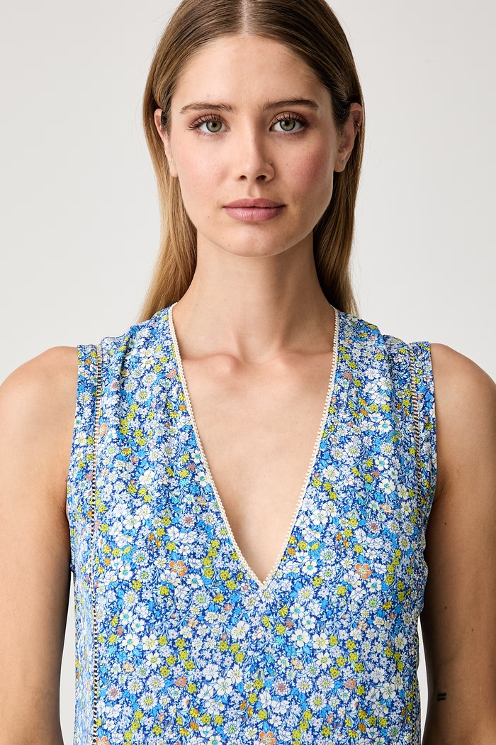 Zadig&Voltaire sukienka letnia z wiskozy REROL niebieski WWDR02645