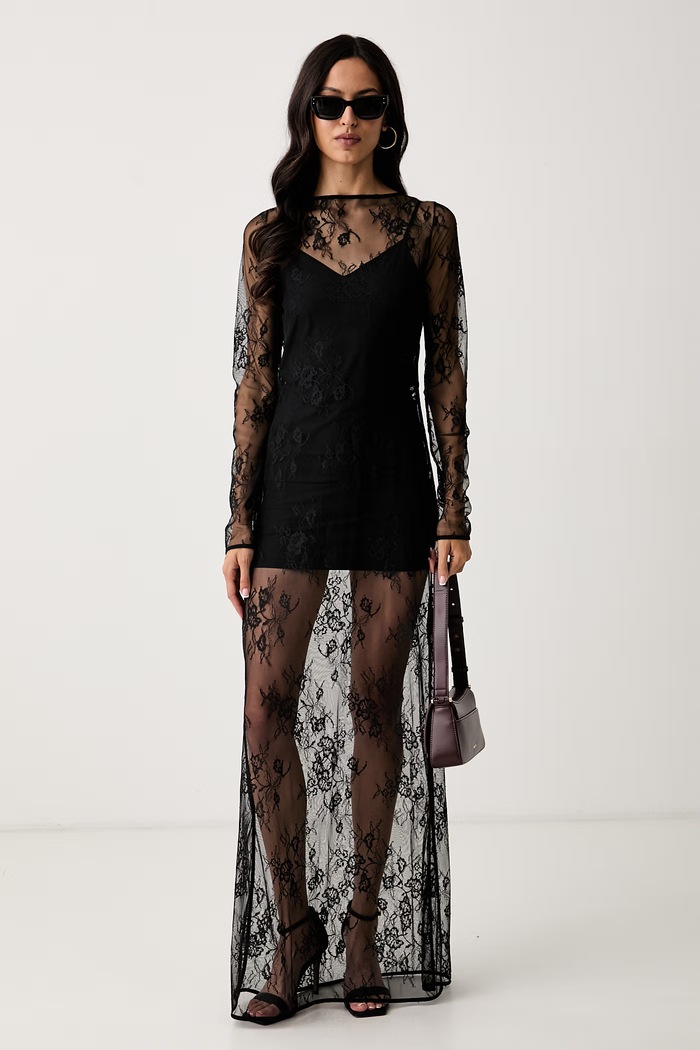Patrizia Pepe sukienka koronkowa 8A0088.J0050 czarny AW26