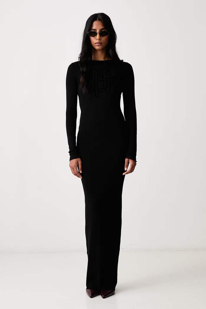 Jean Paul GAULTIER JPG Logo sukienka bodycon 26.04.W.DR185.M000 czarny AW26