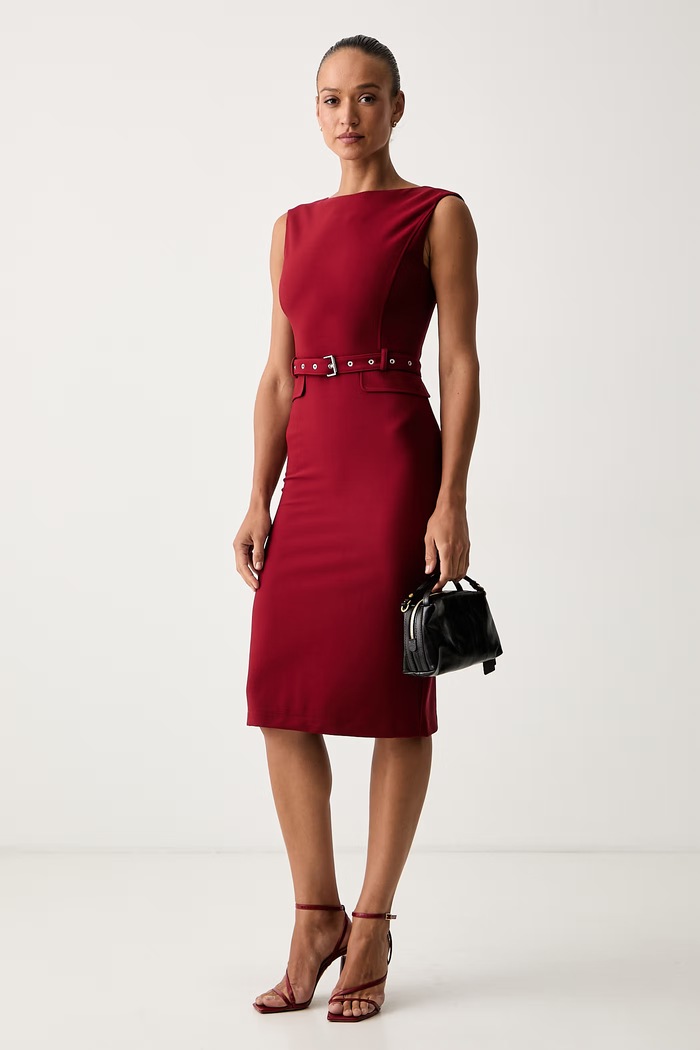 Pinko šaty s viskózou 107265.A3DA burgundské AW26