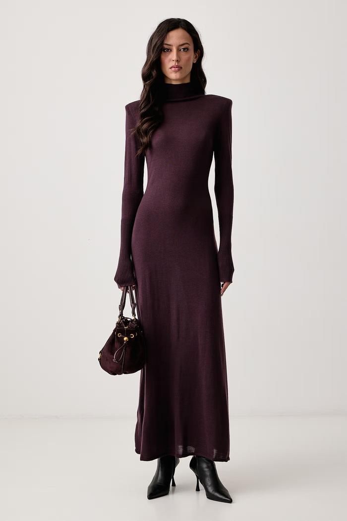 Pinko Sukienka sweterkowa wełniana 107247.A3FY fioletowy AW26
