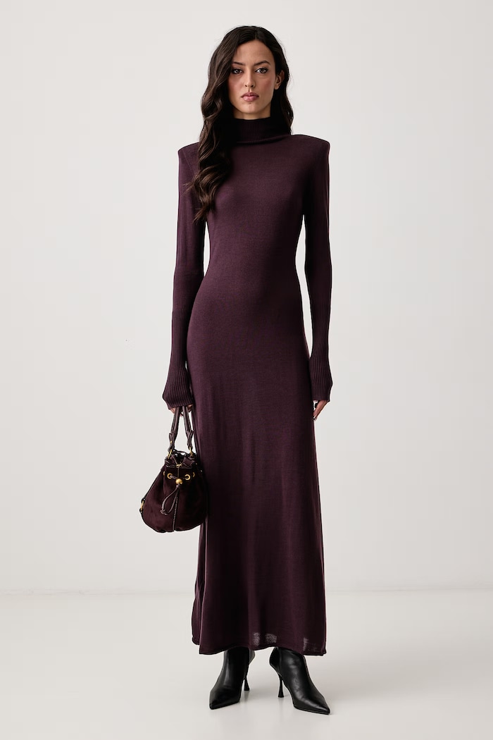 Pinko Sukienka sweterkowa wełniana 107247.A3FY fioletowy AW26