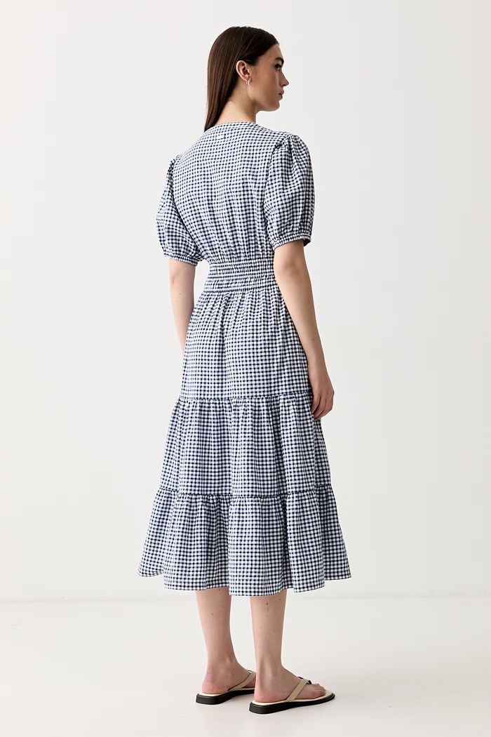 Îmbrăcăminte Barbour rochie de vară din bumbac Ashwell LDR1022 albastru