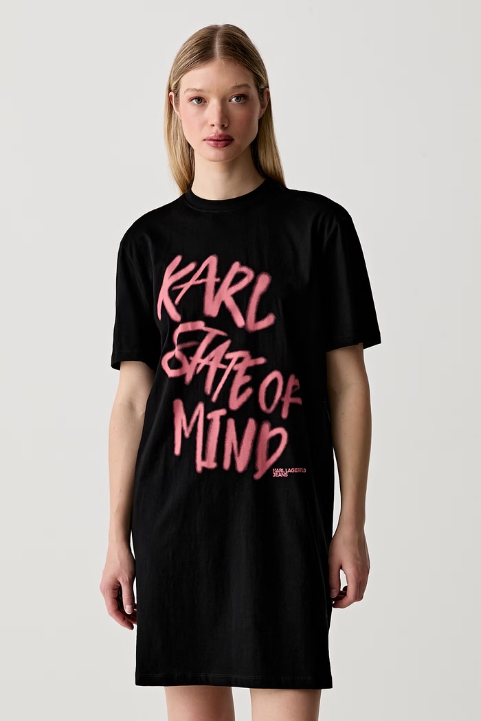 Karl Lagerfeld Jeans sukienka bawełniana czarny B3W13011