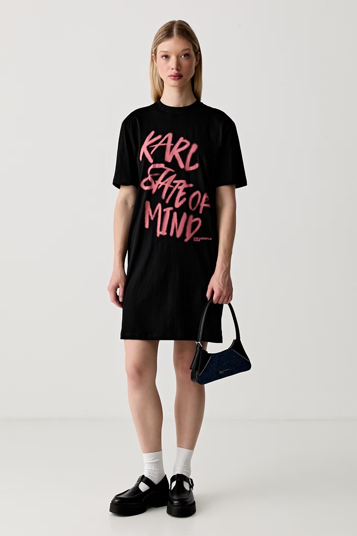 Karl Lagerfeld Jeans sukienka bawełniana B3W13011 czarny AW26