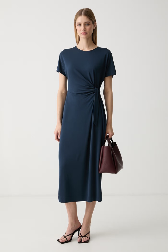 Mos Mosh rochie cu modal Juliette 180380 bleumarin AW26