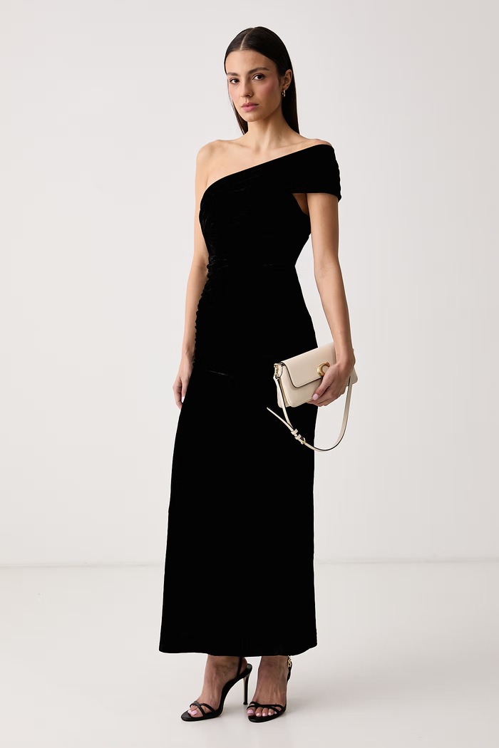 Bardot Sukienka welurowa CALIA 60737DB czarny AW26