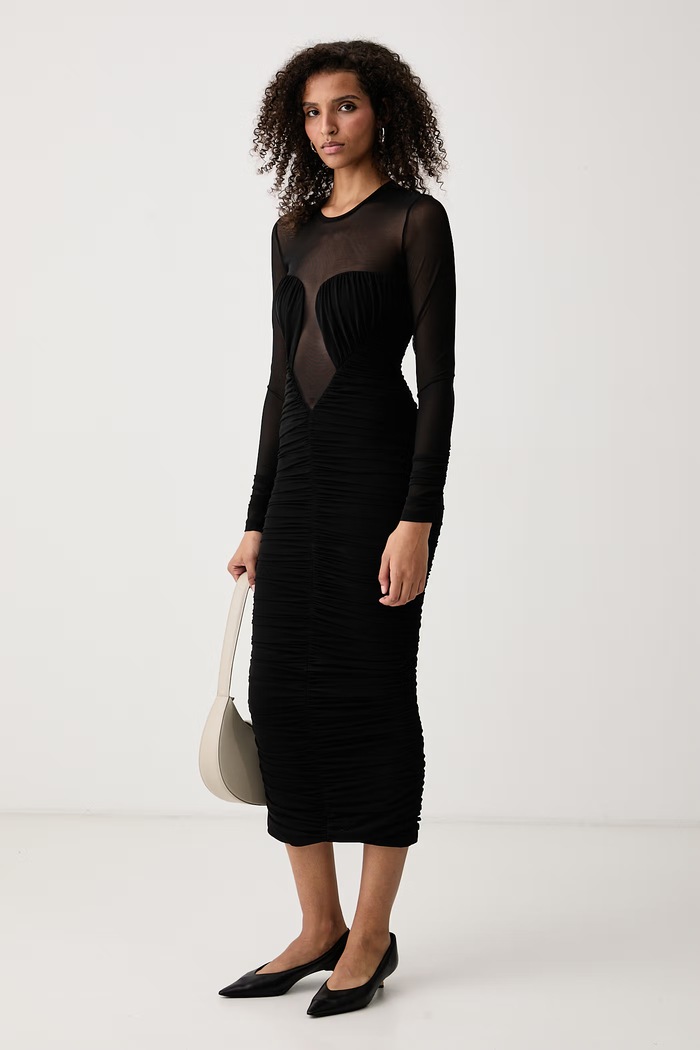 Bardot Sukienka z marszczeniami IRIANA 60619DB czarny AW26