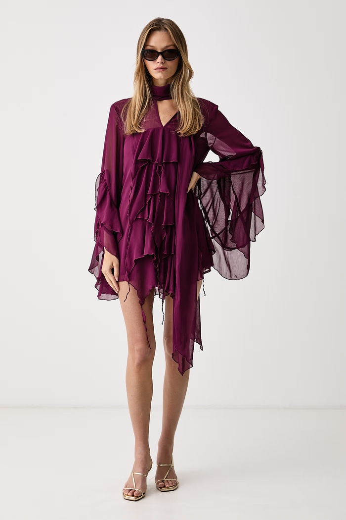 Bardot Sukienka ALAIA 60599DB bordowy AW26