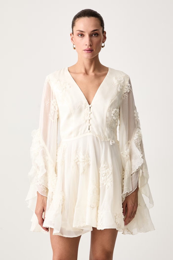 Bardot Sukienka rozkloszowana AUBRIEL beżowy 60711DB