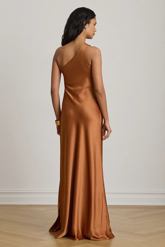 Lauren Ralph Lauren sukienka asymetryczna 253P14047 pomarańczowy AW26