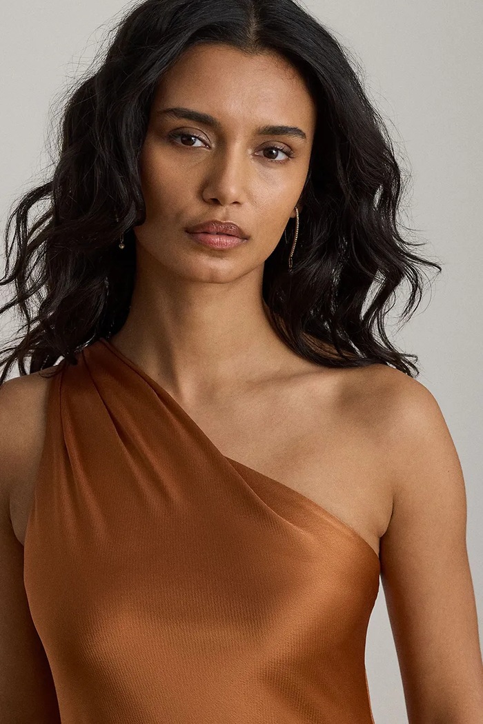 Lauren Ralph Lauren sukienka asymetryczna pomarańczowy 253P14047