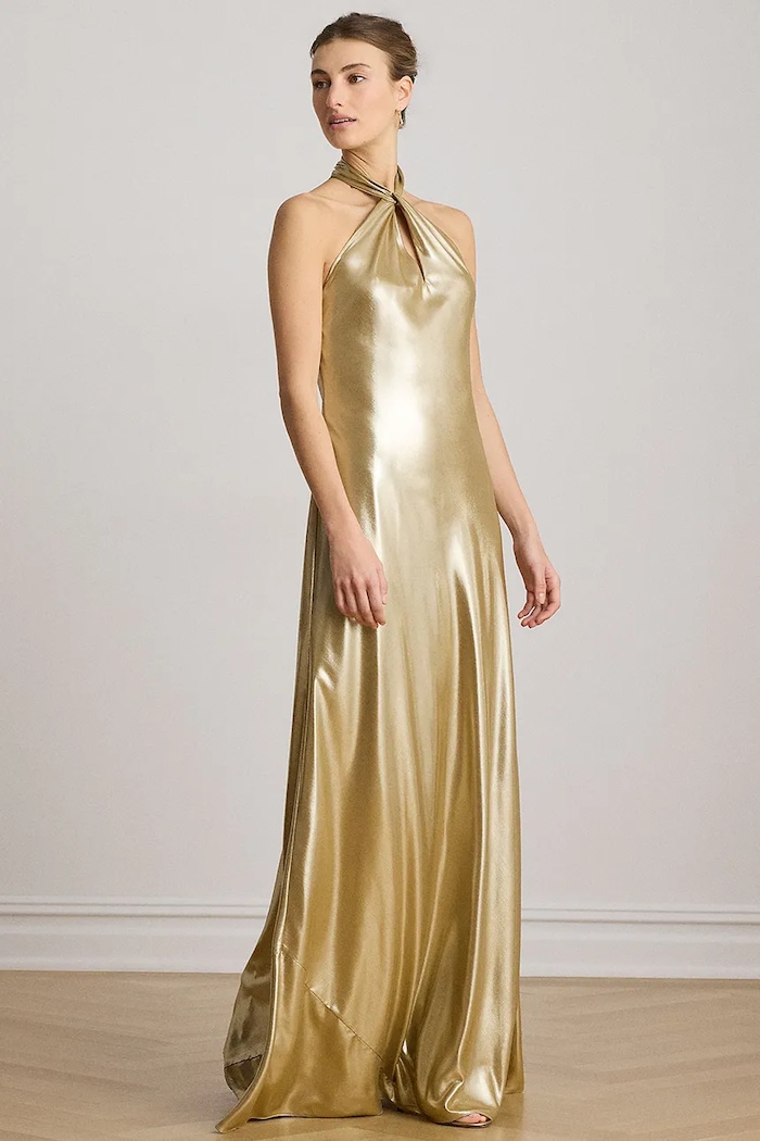 Lauren Ralph Lauren sukienka halter złoty 253P13985