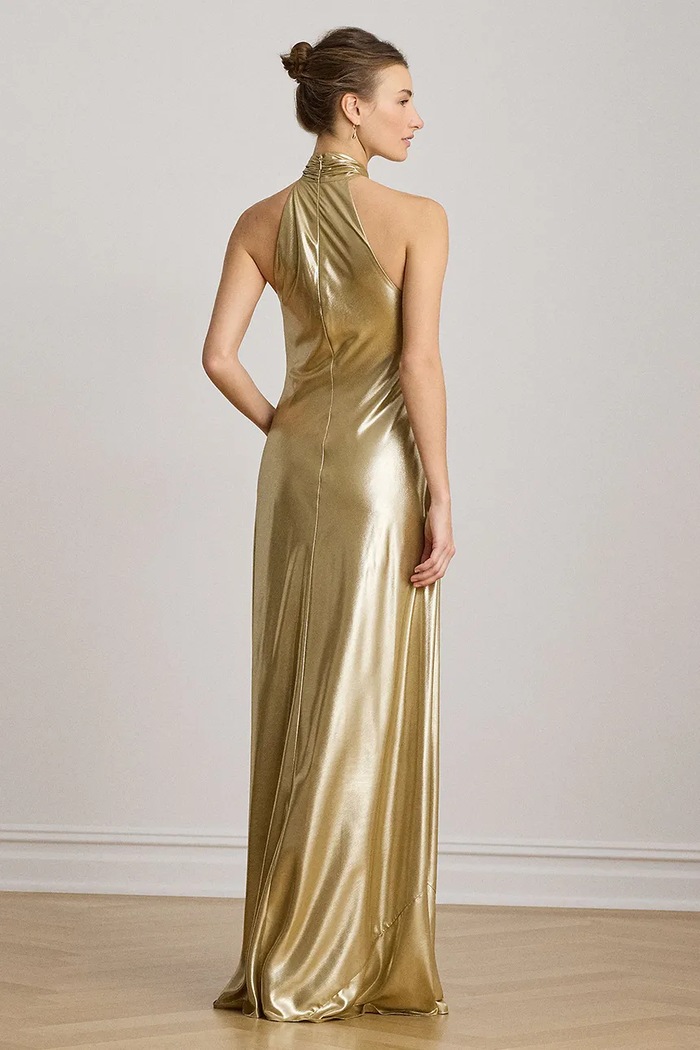 Lauren Ralph Lauren sukienka halter 253P13985 złoty AW26