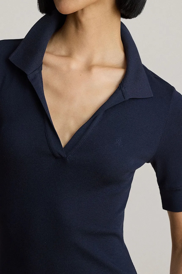 Lauren Ralph Lauren sukienka rozkloszowana z modalem granatowy 200P14037