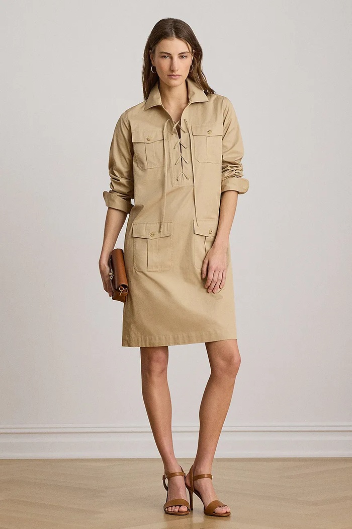 Lauren Ralph Lauren šaty bavlněné béžová 200P13725