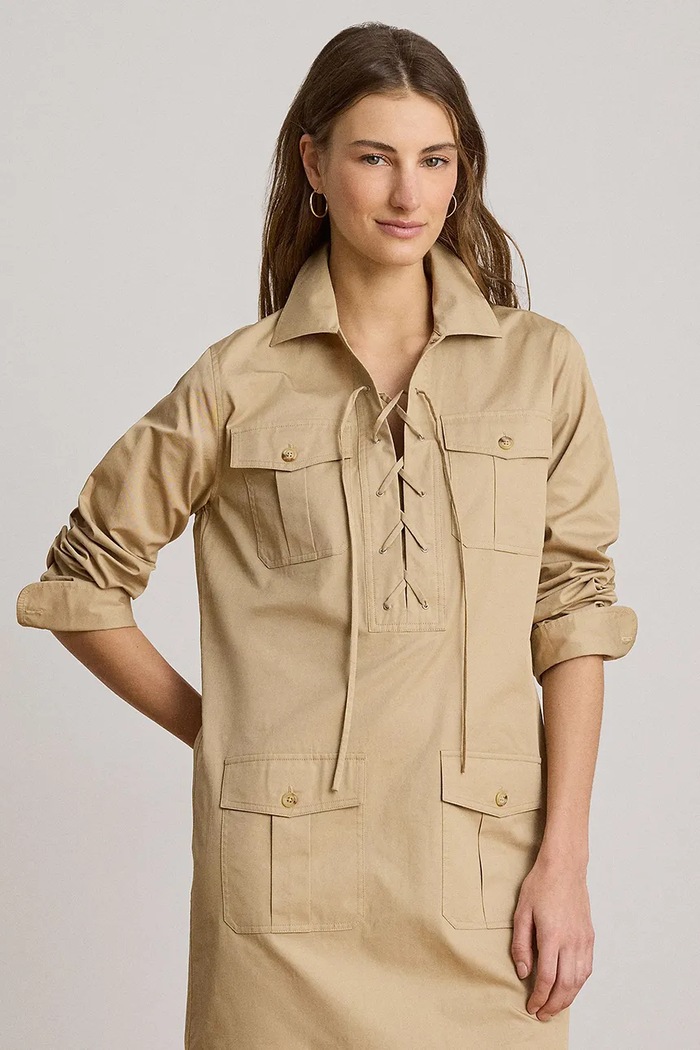 Oblečení Lauren Ralph Lauren šaty bavlněné 200P13725 béžová