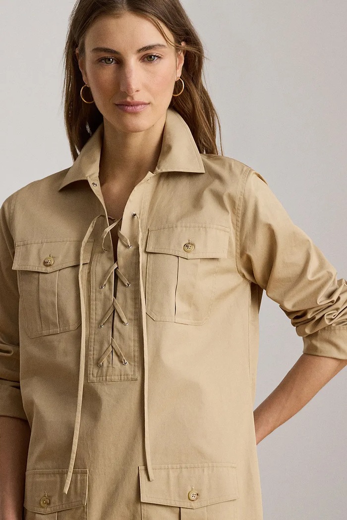 Lauren Ralph Lauren šaty bavlněné béžová 200P13725