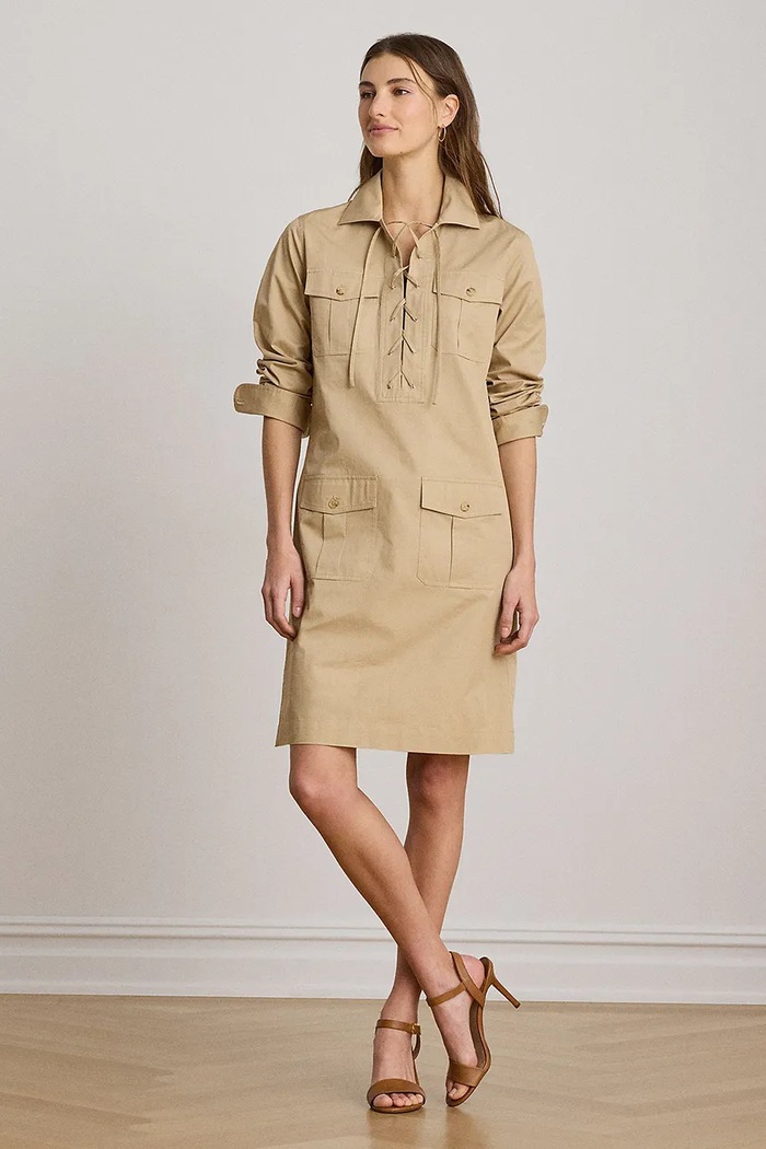 Lauren Ralph Lauren šaty bavlněné 200P13725 béžová