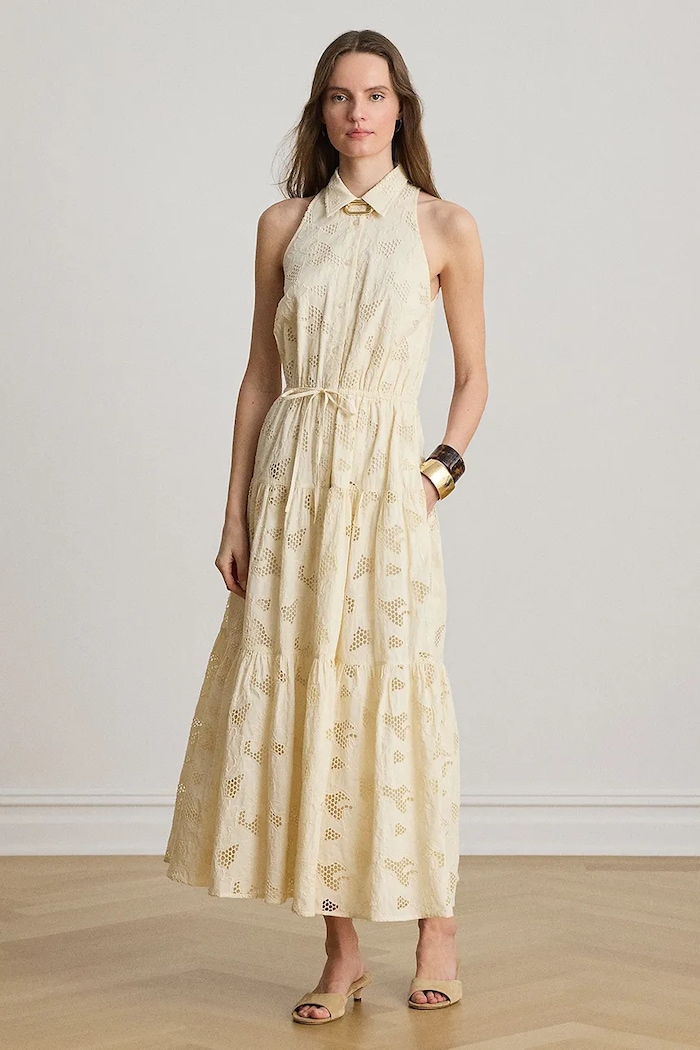 Lauren Ralph Lauren sukienka koszulowa bawełniana beżowy 200B24616