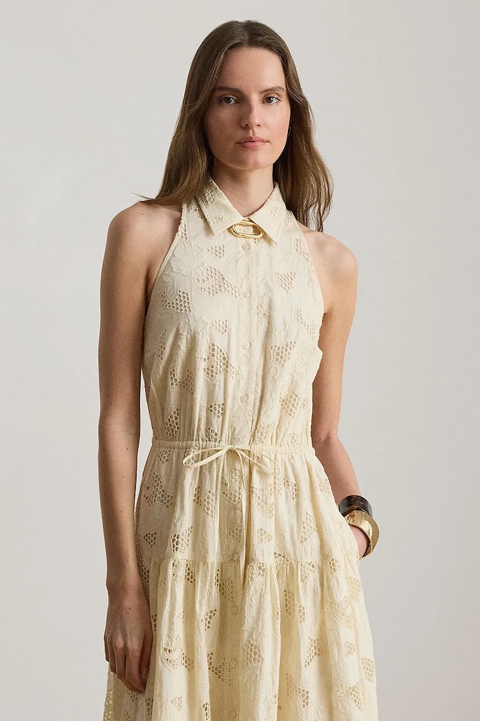 Odzież Lauren Ralph Lauren sukienka koszulowa bawełniana 200B24616 beżowy
