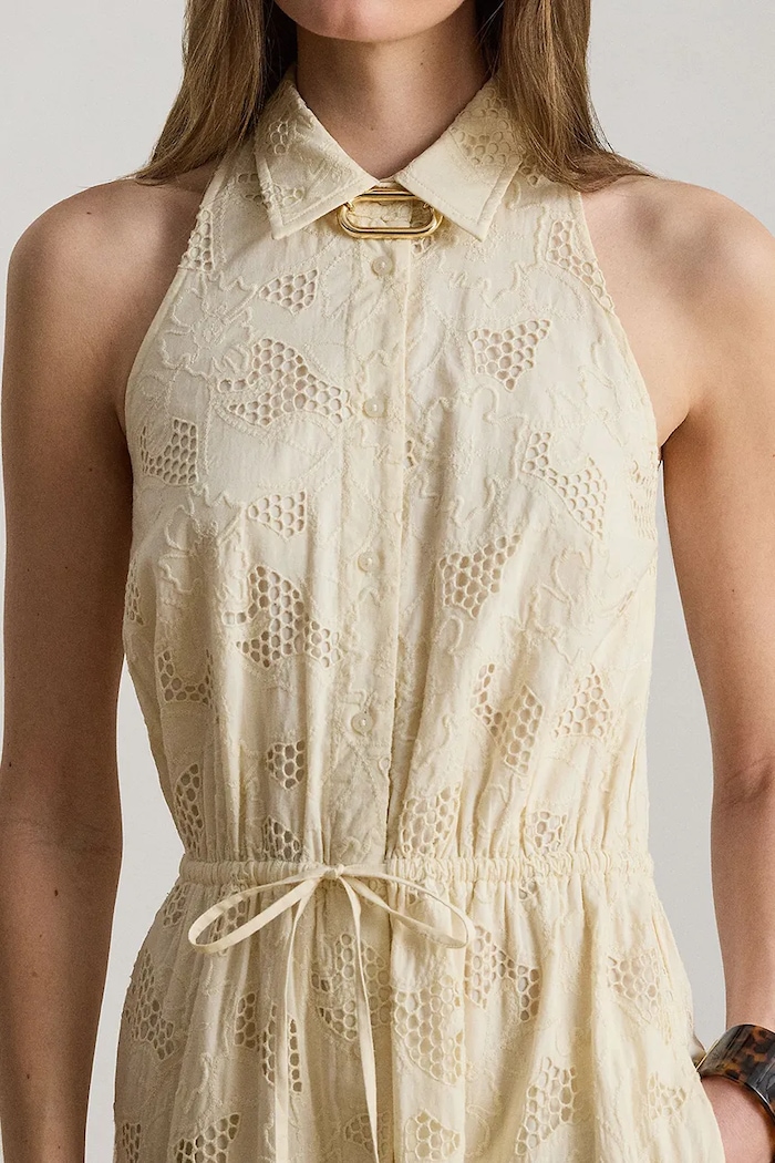 Lauren Ralph Lauren sukienka koszulowa bawełniana beżowy 200B24616